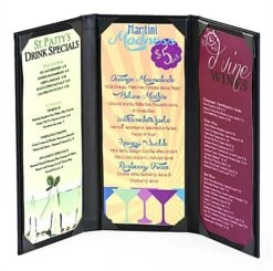 Menu Cover For 4.25 X 11 Menus, Photo Album Corners, Triple Panel (Two-fold) - Black 8 Menu Cover For 4.25 X 11 Menus, Photo Album Corners, Triple Panel (Two-fold) - Black -LuxeDisplay Shop hplm411t.ra2 preview