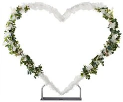 85.8 X 96 Backdrop W/ Heart Shaped Arch Frame, Knockdown Assembly - Silver -LuxeDisplay Shop hs7bwall.ra1 preview