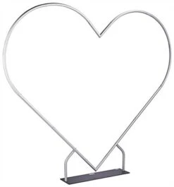 85.8 X 96 Backdrop W/ Heart Shaped Arch Frame, Knockdown Assembly - Silver