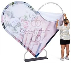 85.8 X 96 Backdrop W/ Heart Shaped Arch Frame, Knockdown Assembly - Silver -LuxeDisplay Shop hs7bwallss.ra3 preview