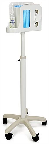 3 Compartment Hygiene Station W/ Locking Casters, Adjustable Height - White