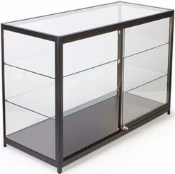 60" Retail Display Case W/ Sliding Door, Adjustable Shelves, Ships Assembled - Black -LuxeDisplay Shop iapcnt60.ra2 preview
