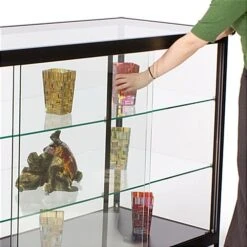 60" Retail Display Case W/ Sliding Door, Adjustable Shelves, Ships Assembled - Black -LuxeDisplay Shop iapcnt60.ra3 preview