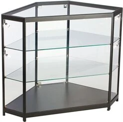 4ft. Corner Retail Display Case W/LED Side Lights, Hinged Door- Black -LuxeDisplay Shop iapcornled.ra1 preview