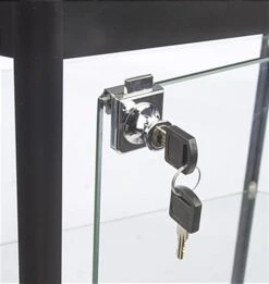 4ft. Corner Retail Display Case W/LED Side Lights, Hinged Door- Black -LuxeDisplay Shop iapcornled.ra2 preview