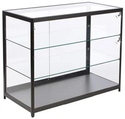 48" Retail Display Case W/Side LED Lights, Sliding Door, Ships Assembled - Black -LuxeDisplay Shop iapct48led.ra1 preview