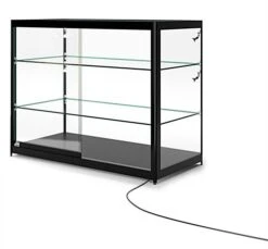 48" Retail Display Case W/Side LED Lights, Sliding Door, Ships Assembled - Black -LuxeDisplay Shop iapct48led.ra2 preview