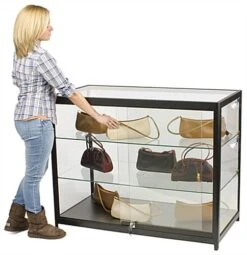 48" Retail Display Case W/Side LED Lights, Sliding Door, Ships Assembled - Black -LuxeDisplay Shop iapct48led.ra6 1 preview
