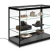48" Retail Display Case W/Side LED Lights, Sliding Door, Ships Assembled - Black -LuxeDisplay Shop iapct48led.rw preview