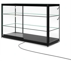 60" Retail Display Case W/LED Side Lights, Sliding Door, Push-in Lock - Black -LuxeDisplay Shop iapct60led.ra1 preview