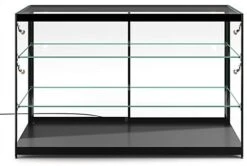 60" Retail Display Case W/LED Side Lights, Sliding Door, Push-in Lock - Black -LuxeDisplay Shop iapct60led.ra6 preview