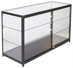 72" Retail Display Case W/LED Side Lights, Sliding Door, Ships Assembled - Black -LuxeDisplay Shop iapct72led.ra1 preview