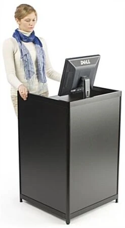 24" Cash Register Stand W/Locking Drawer, Adjustable Shelf, Ships Assembled - Black -LuxeDisplay Shop iapcw24.ra6 preview