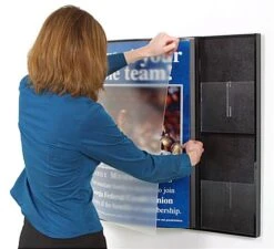 22 X 28 Poster Holder For Wall With Literature Pockets, 4"/8.5"w, Curved - Black -LuxeDisplay Shop icph2228.ra6 preview