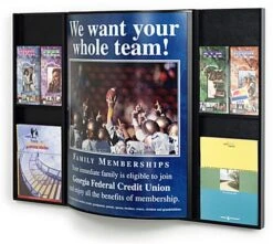 22 X 28 Poster Holder For Wall With Literature Pockets, 4"/8.5"w, Curved - Black