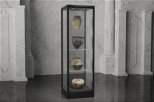 31.5" Glass Display Case W/ Top Lights, Adjustable Shelves, Locking - Black 13 31.5" Glass Display Case W/ Top Lights, Adjustable Shelves, Locking - Black - Image 11