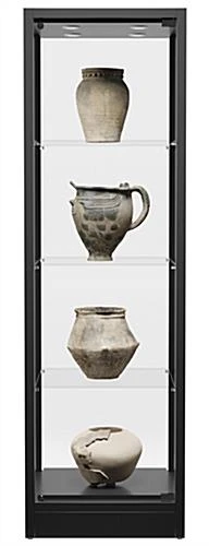 31.5" Glass Display Case W/ Top Lights, Adjustable Shelves, Locking - Black 6 31.5" Glass Display Case W/ Top Lights, Adjustable Shelves, Locking - Black - Image 4