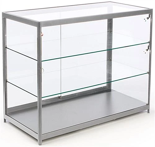 48” Retail Display Counter W/ 4 LED Lights, Sliding Doors, Ships Assembled - Silver 4 48” Retail Display Counter W/ 4 LED Lights, Sliding Doors, Ships Assembled - Silver - Image 2
