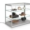 48” Retail Display Counter W/ 4 LED Lights, Sliding Doors, Ships Assembled - Silver -LuxeDisplay Shop jbqct48led.rw preview