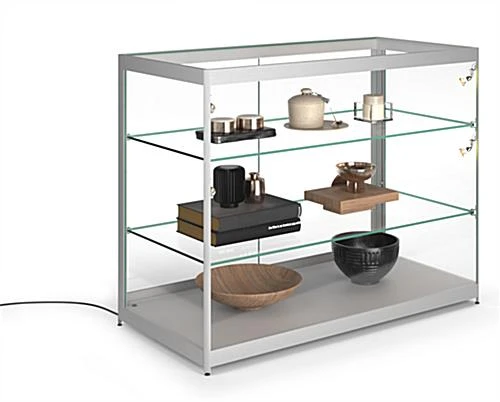 48” Retail Display Counter W/ 4 LED Lights, Sliding Doors, Ships Assembled - Silver 3 48” Retail Display Counter W/ 4 LED Lights, Sliding Doors, Ships Assembled - Silver