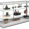 72” Retail Display Counter W/ 4 LED Lights, Sliding Doors, Ships Assembled - Silver -LuxeDisplay Shop jbqct72led.rw preview