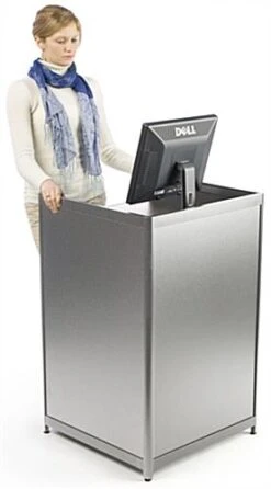 24" Cash Register Stand W/Locking Drawer, Adjustable Shelf, Ships Assembled - Silver -LuxeDisplay Shop jbqcw24.ra5 preview