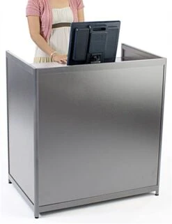 36" Cash Register Stand W/Locking Drawer, Adjustable Shelf, Ships Assembled - Silver -LuxeDisplay Shop jbqcw36.ra2 preview
