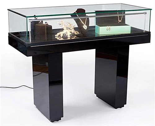Gloss Black Jewelry Display Case With Hydraulic Lift Opening 3 Gloss Black Jewelry Display Case With Hydraulic Lift Opening