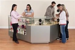 4ft. Glass Retail Counter W/ Mirror Deck, LED, Slider Doors, Ships Assembled, Silver -LuxeDisplay Shop jdmsscsvsg configurationb9695 new preview