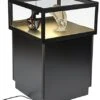 Pedestal Display Case With MDF Base, Sliding Glass Door & LED Lights - Black
