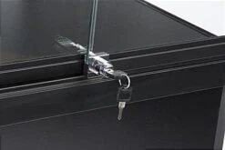 Pedestal Display Case With MDF Base, Sliding Glass Door & LED Lights - Black -LuxeDisplay Shop jdshcpma2c lock 6330.r6 preview