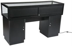 60” Jewelry Display Case W/ Sliding Mirror Door, Sit Down Design, LED - Black -LuxeDisplay Shop jdshcpma60 back 6286.r6 preview