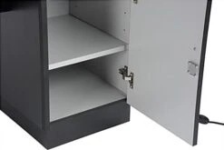 60” Jewelry Display Case W/ Sliding Mirror Door, Sit Down Design, LED - Black -LuxeDisplay Shop jdshcpma60 shelf door open 6231.r6 preview