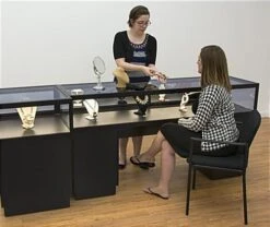 70" Jewelry Display Case W/ Sliding Mirror Door, Sit Down Design, LED Lights - Black -LuxeDisplay Shop jdshcpma70 3 6166.renv preview