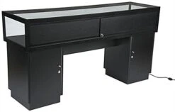 70" Jewelry Display Case W/ Sliding Mirror Door, Sit Down Design, LED Lights - Black -LuxeDisplay Shop jdshcpma70 back closed 6218.r5 preview