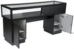 70" Jewelry Display Case W/ Sliding Mirror Door, Sit Down Design, LED Lights - Black -LuxeDisplay Shop jdshcpma70 back open 6226.r6 preview