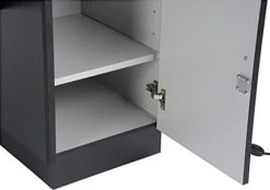 70" Jewelry Display Case W/ Sliding Mirror Door, Sit Down Design, LED Lights - Black -LuxeDisplay Shop jdshcpma70 shelf door open 6231.r6 preview