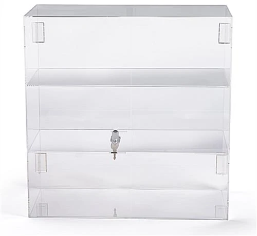 Acrylic Countertop Display Case W/ 2 Shelves & Hinged, Locking Door 4 Acrylic Countertop Display Case W/ 2 Shelves & Hinged, Locking Door - Image 2