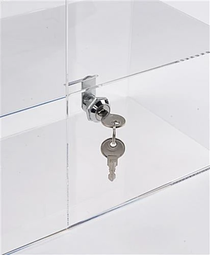 Acrylic Countertop Display Case W/ 2 Shelves & Hinged, Locking Door 5 Acrylic Countertop Display Case W/ 2 Shelves & Hinged, Locking Door - Image 3