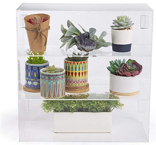 Acrylic Countertop Display Case W/ 2 Shelves & Hinged, Locking Door 6 Acrylic Countertop Display Case W/ 2 Shelves & Hinged, Locking Door - Image 4
