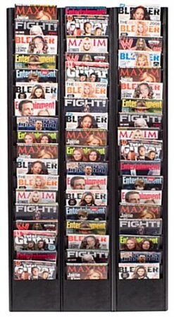 18-Tiered Magazine Wall Rack, 8.5"w, 18 Pockets, Removable Ends - Black -LuxeDisplay Shop jmwm18blk.ra4 preview