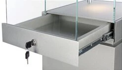 16" Pedestal Display Case W/ Cabinet Base, Locking Drawer, LED Spotlights - Silver -LuxeDisplay Shop jscmscsvsg.ra3 preview
