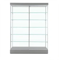 60" Glass Display Case W/ Top Lights, Wheels, Locking Sliding Door - Silver -LuxeDisplay Shop l719slv.ra1 preview