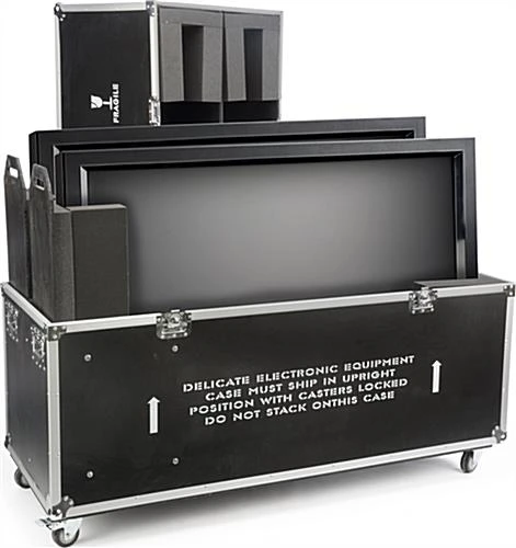 TV Case With Foam Interior For (2) Monitors 40” To 60”, Locking Wheels - Black 3 TV Case With Foam Interior For (2) Monitors 40” To 60”, Locking Wheels - Black
