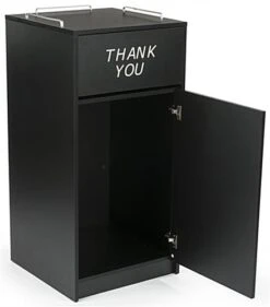 Trash Receptacle For 36 Gallon Bin, Tray Top Rails, THANK YOU Message - Black -LuxeDisplay Shop lckdchttbk.ra2 preview