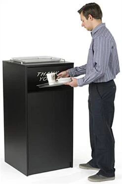 Trash Receptacle For 36 Gallon Bin, Tray Top Rails, THANK YOU Message - Black -LuxeDisplay Shop lckdchttbk.ra4 preview