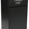 Trash Receptacle For 36 Gallon Bin, Tray Top Rails, THANK YOU Message - Black