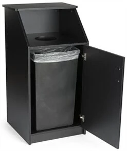 Trash Receptacle For 36 Gallon Bin, Circular Top Opening - Black -LuxeDisplay Shop lckdtlcsbk.ra3 preview
