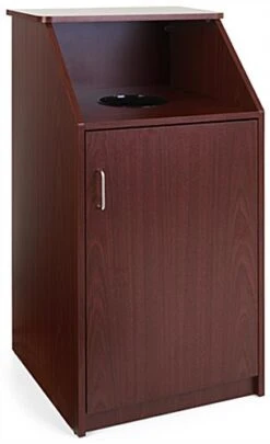 Trash Receptacle For 36 Gallon Bin, Circular Top Opening - Mahogany