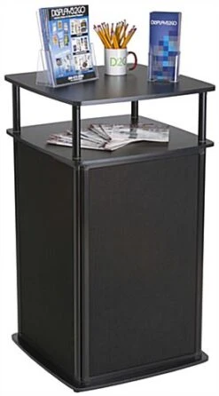41” Tall Portable Counter With Exposed Shelf & Locking Cabinet – Black -LuxeDisplay Shop lctcntblk.ra2 preview